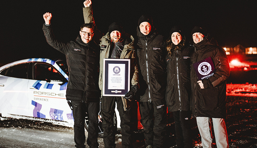 Porsche Taycan Sets Guinness World Record for Longest Drift on Ice